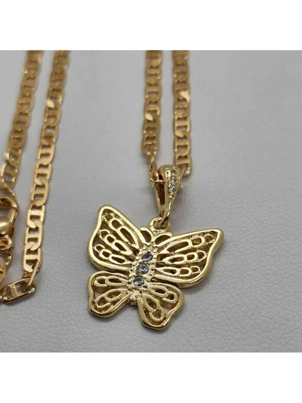 Brand New Brazilian 18k Gold Filled Butterfly Necklace